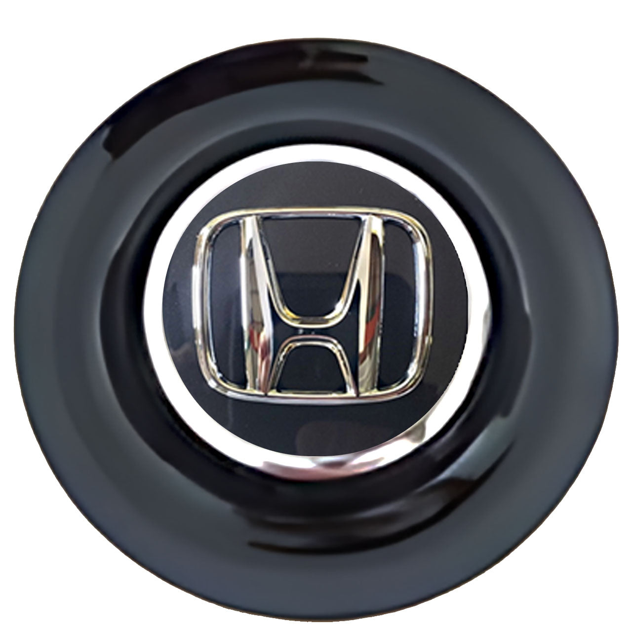 Honda Dark Charcoal Floating Center Caps Black Cap Chrome Ring