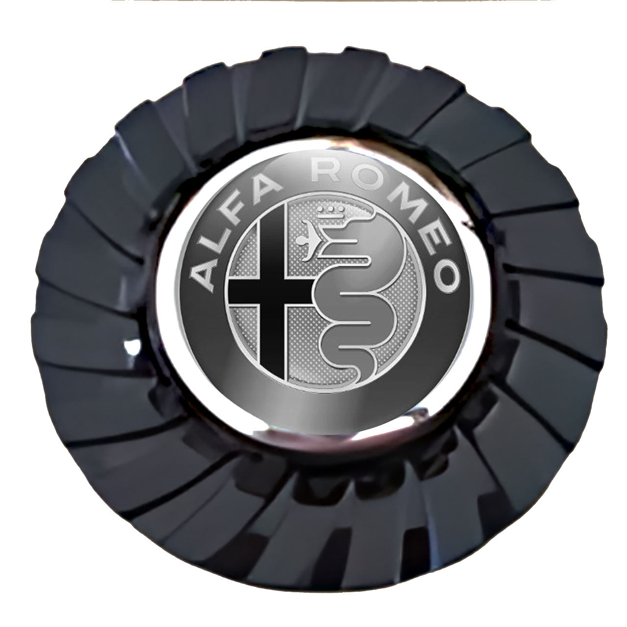 Alfa Romeo Black and White Floating Center Caps True Direction