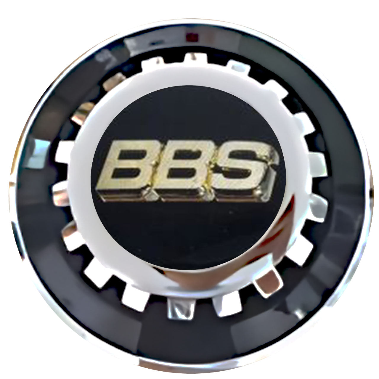 BBS Black & Gold Floating Center Caps Black With Gear Shape Center