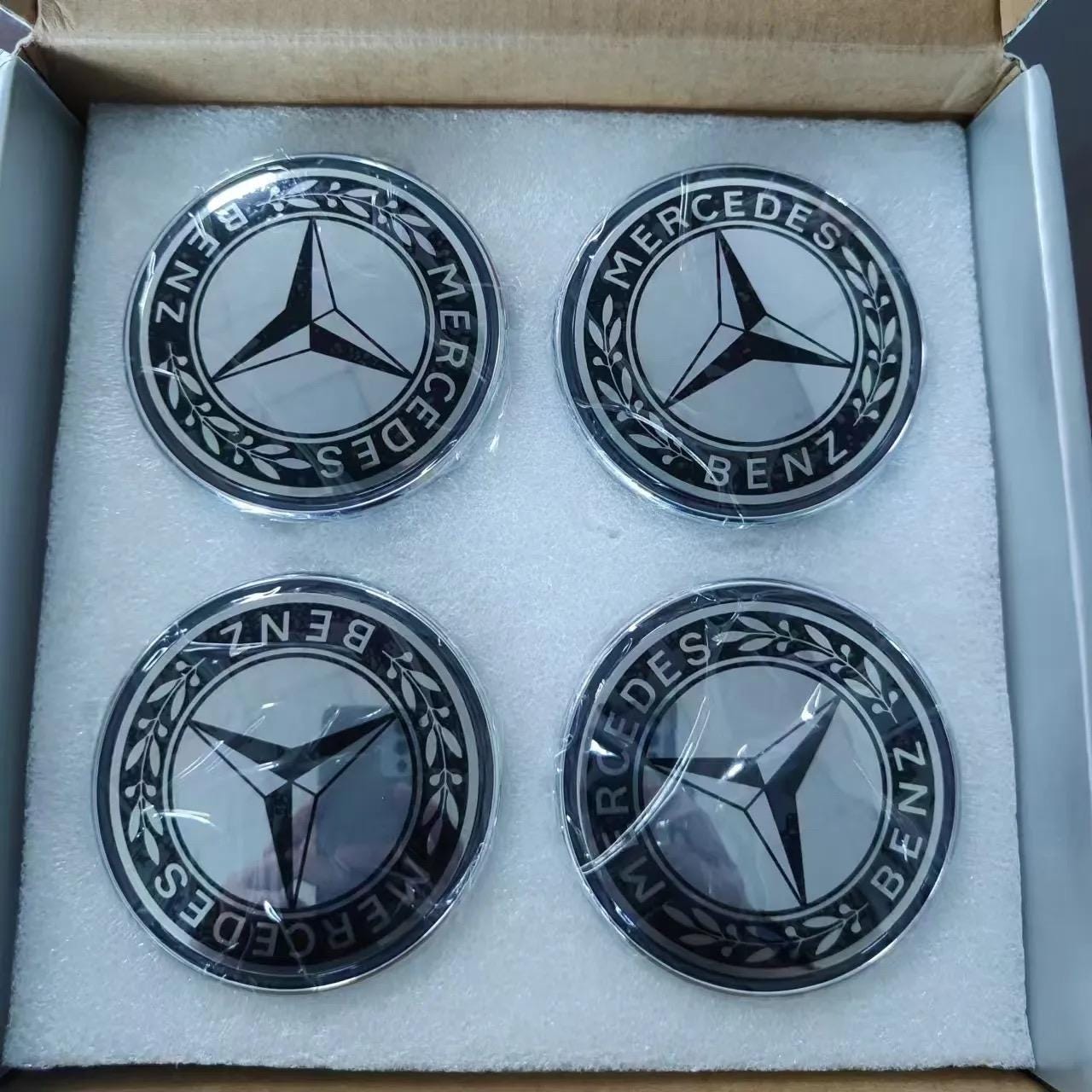 RARE Floating Mercedes Benz MIRROR 75mm Maybach Wheel Center Cap Hub Rim Logo Emblem Multiple Styles! (LED options) Free shipping (4pcs).