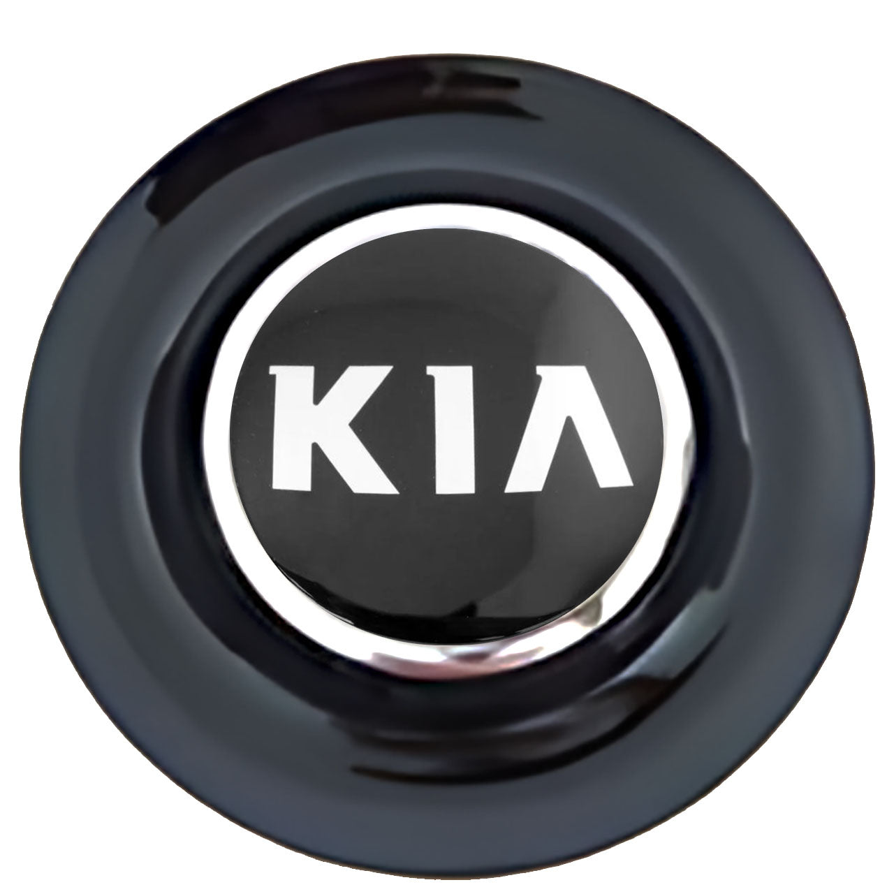 Kia Floating Center Caps Black Cap Chrome Ring