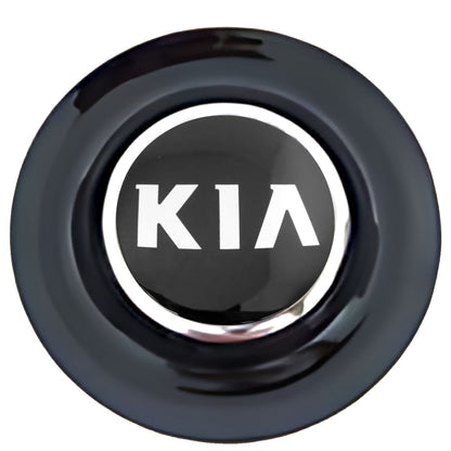 Kia Floating Center Caps Black Cap Chrome Ring