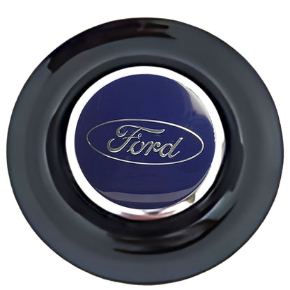 Ford BE8Z Floating Center Caps Black Cap Chrome Ring