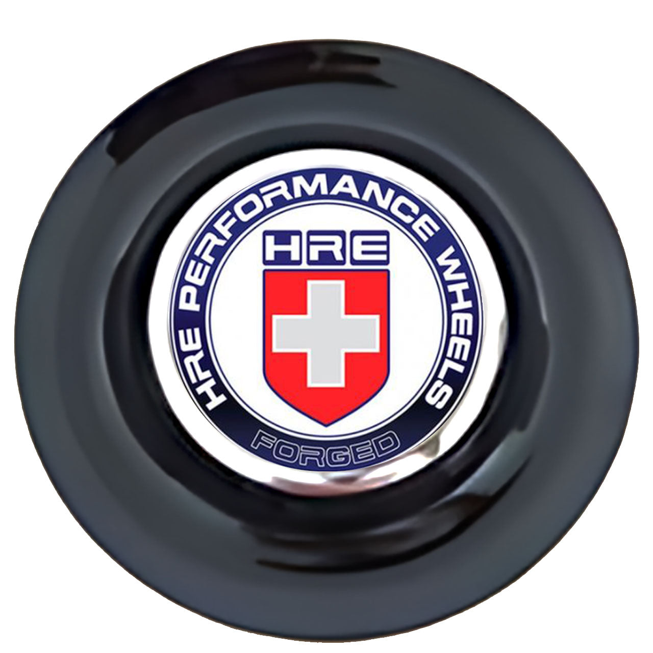 HRE Floating Center Caps Black Cap Chrome Ring