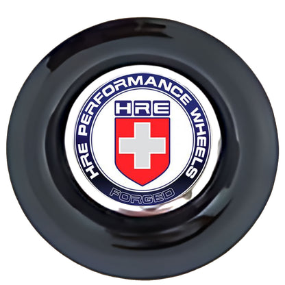 HRE Floating Center Caps Black Cap Chrome Ring