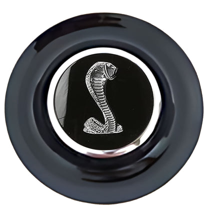 Ford Mustang Shelby Cobra Floating Center Caps Black Cap Chrome Ring