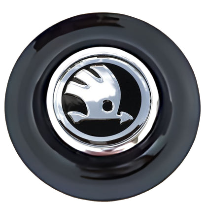 Skoda Floating Center Caps Black Cap Chrome Ring