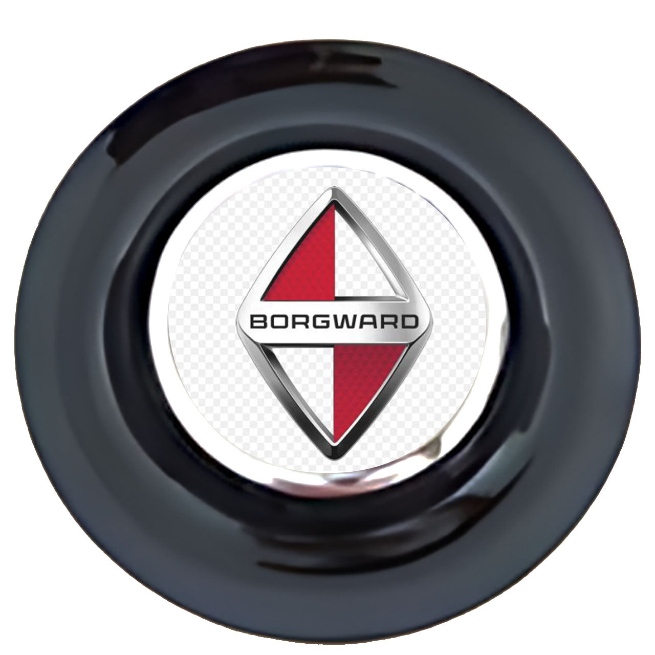 Borgward Floating Center Caps Black Cap Chrome Ring