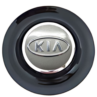 KIA Silver Floating Center Caps Black Cap Chrome Ring