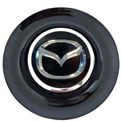 Mazda 2 Floating Center Caps Black Cap Chrome Ring