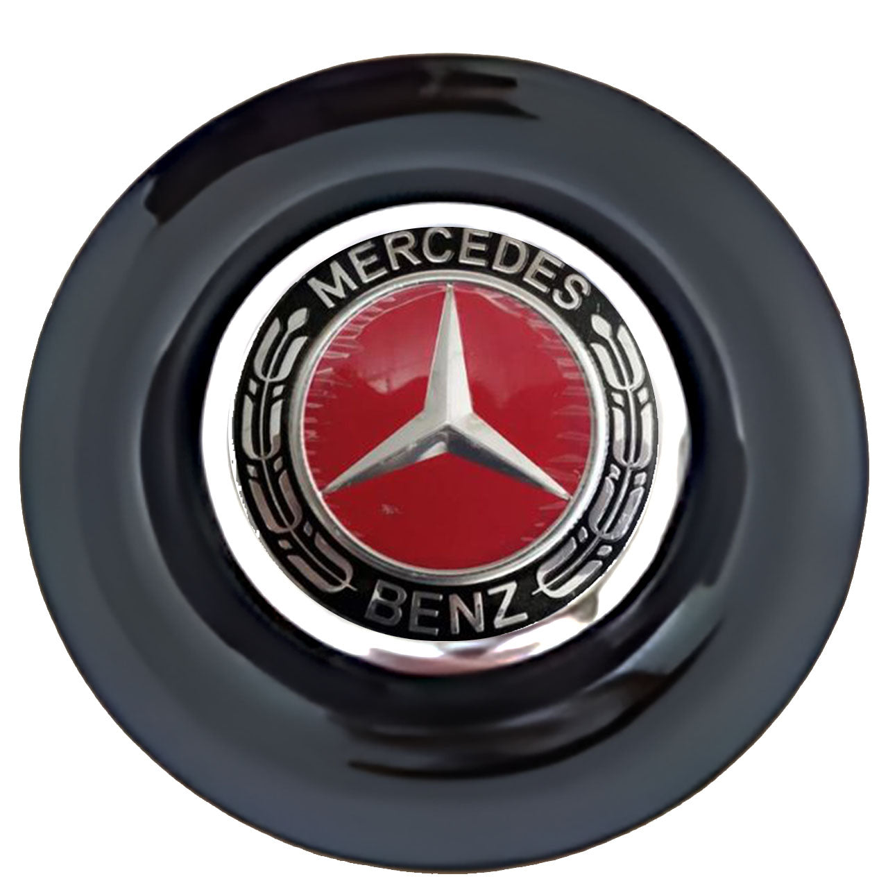 Mercedes Benz Red Alloy Floating Center Caps Black Cap Chrome Ring