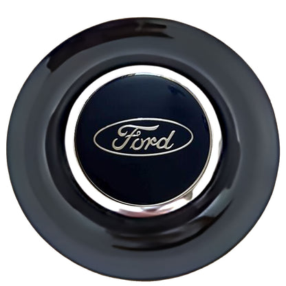 Ford Floating Center Caps Black Cap Chrome Ring