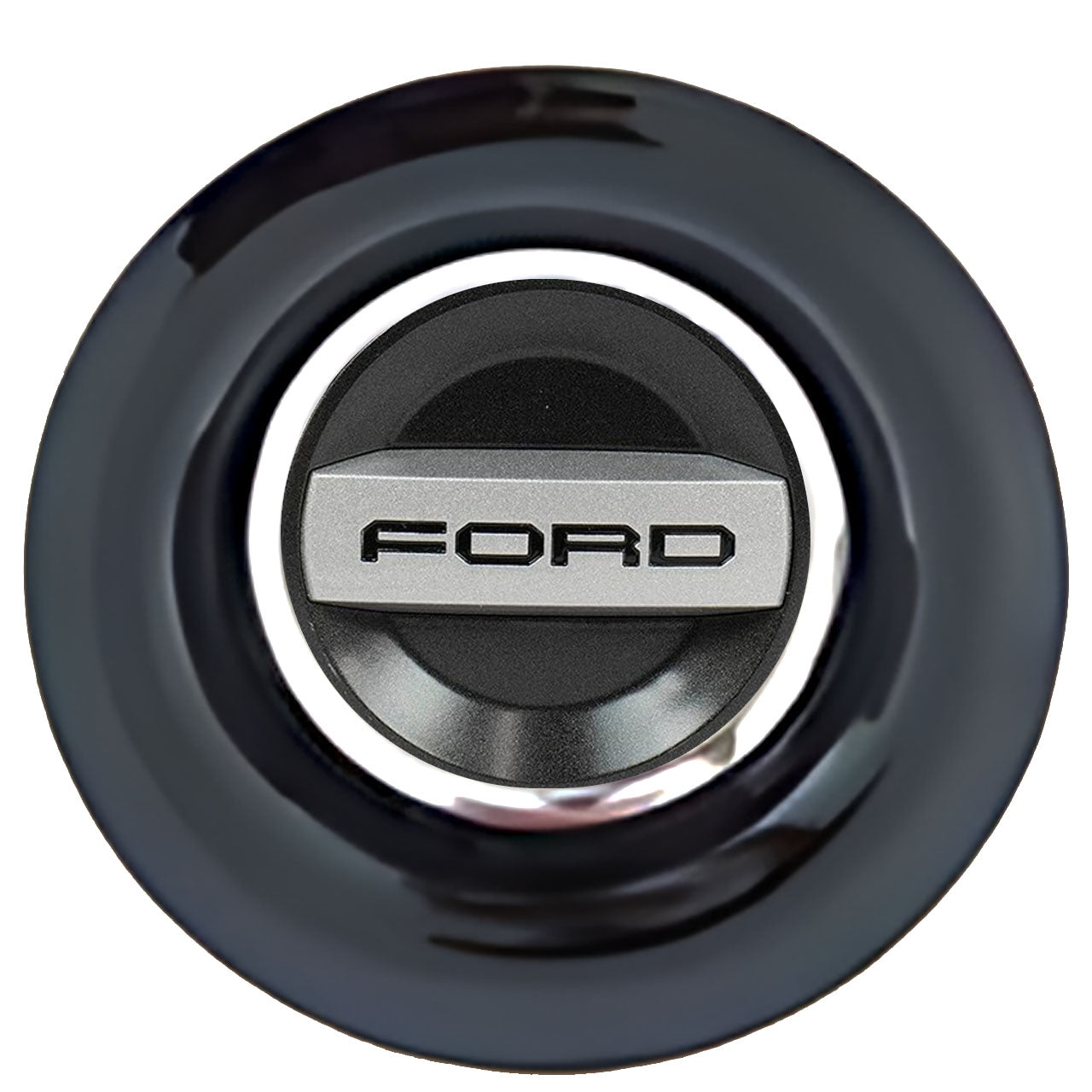 Ford F-150 OEM Floating Center Caps Black Cap Chrome Ring