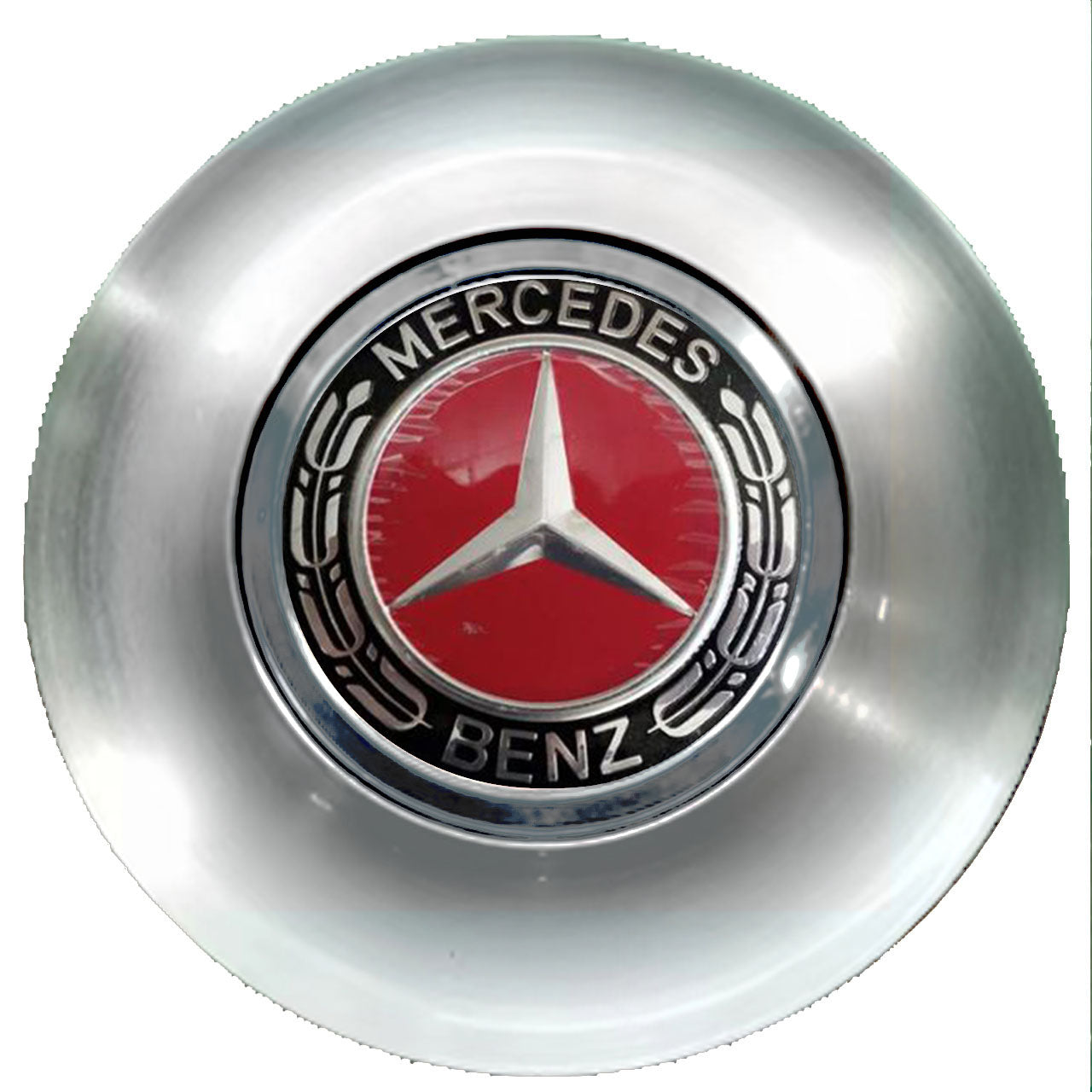 Mercedes Benz Red Alloy Floating Center Caps Brushed