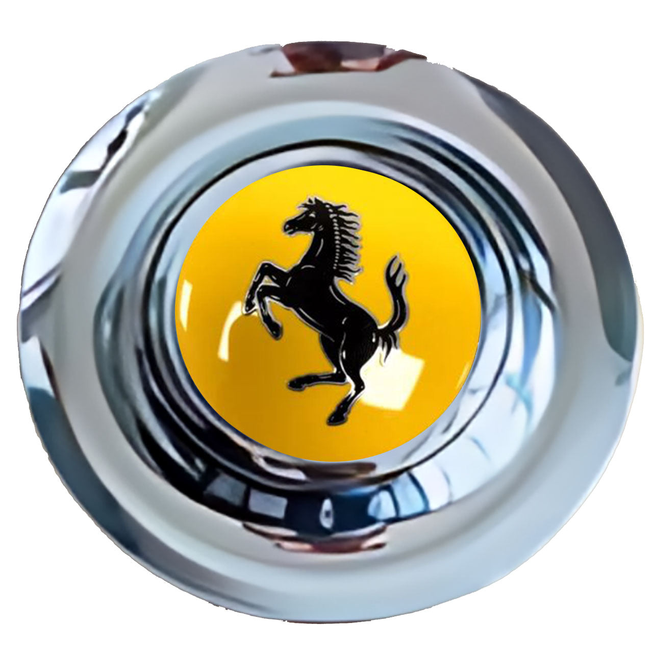 Ferrari Red & Yellow Floating Center Caps Chrome
