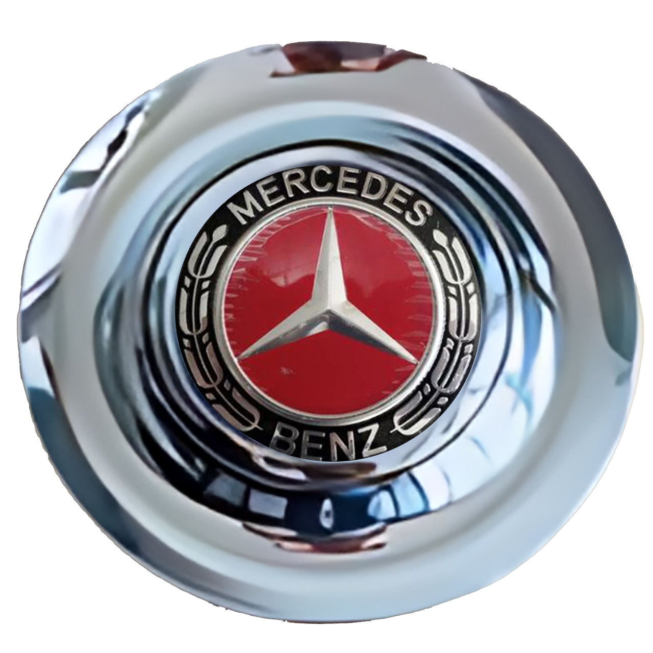 Mercedes Benz Red Alloy Floating Center Caps Chrome