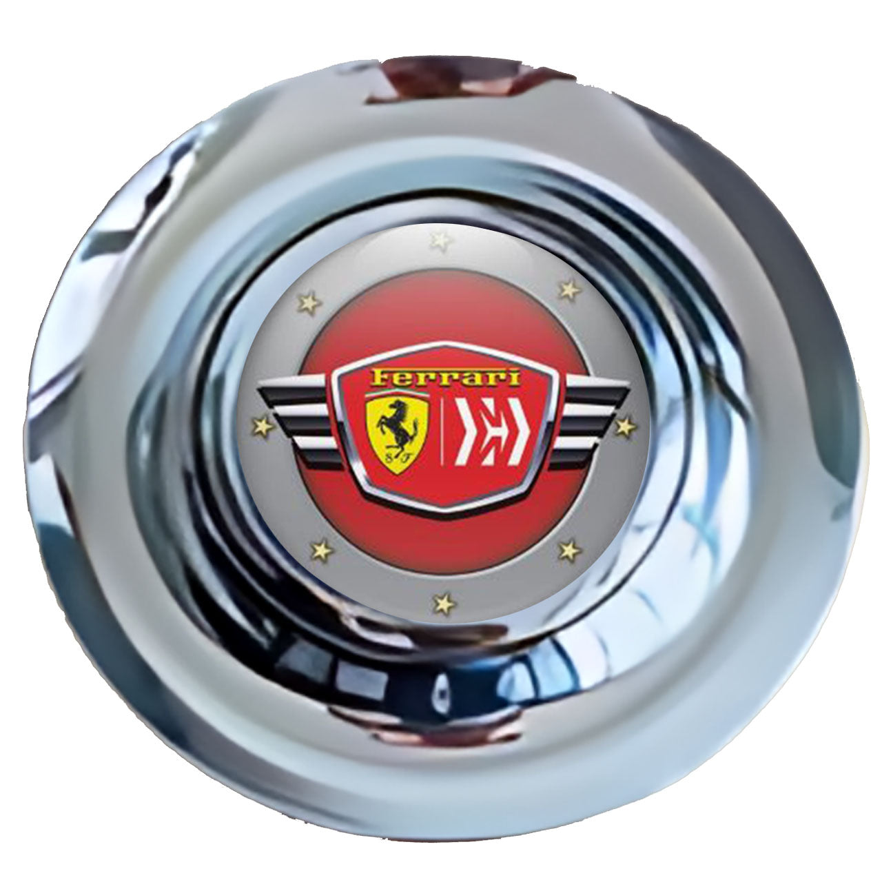 Ferrari Red & Yellow Floating Center Caps Chrome