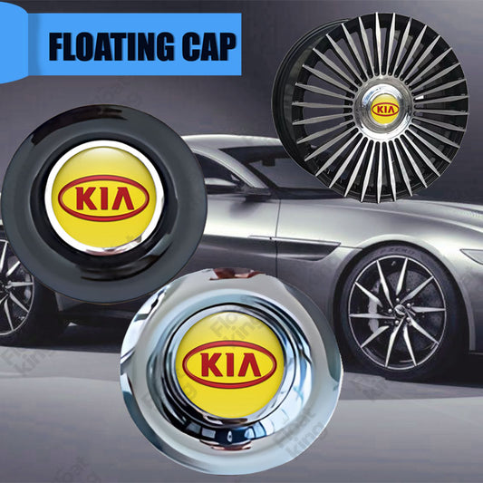 KIA Yellow Fill Red Oval Floating Center Caps