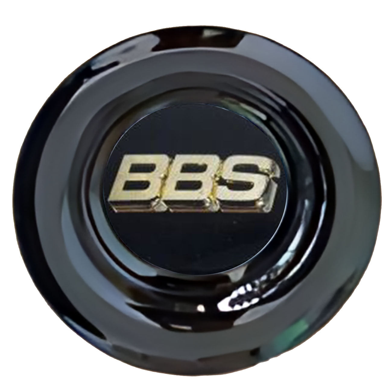 BBS Black & Gold Floating Center Caps Gloss Matt Black