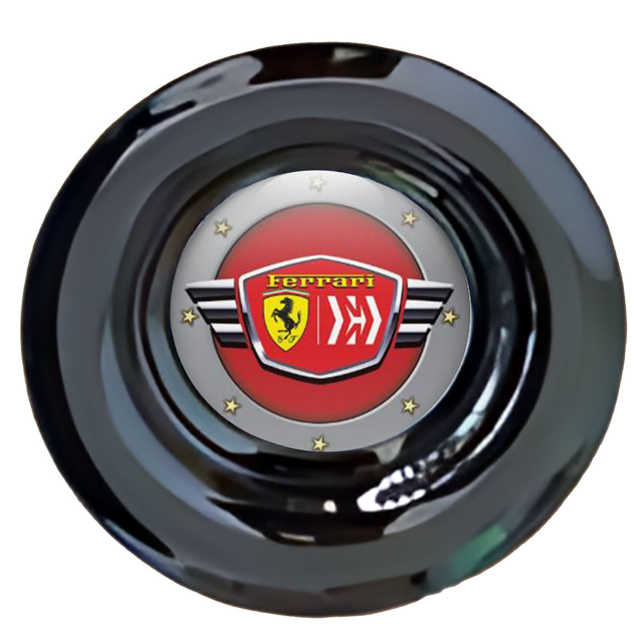 Ferrari Red & Yellow Floating Center Caps Gloss Matt Black