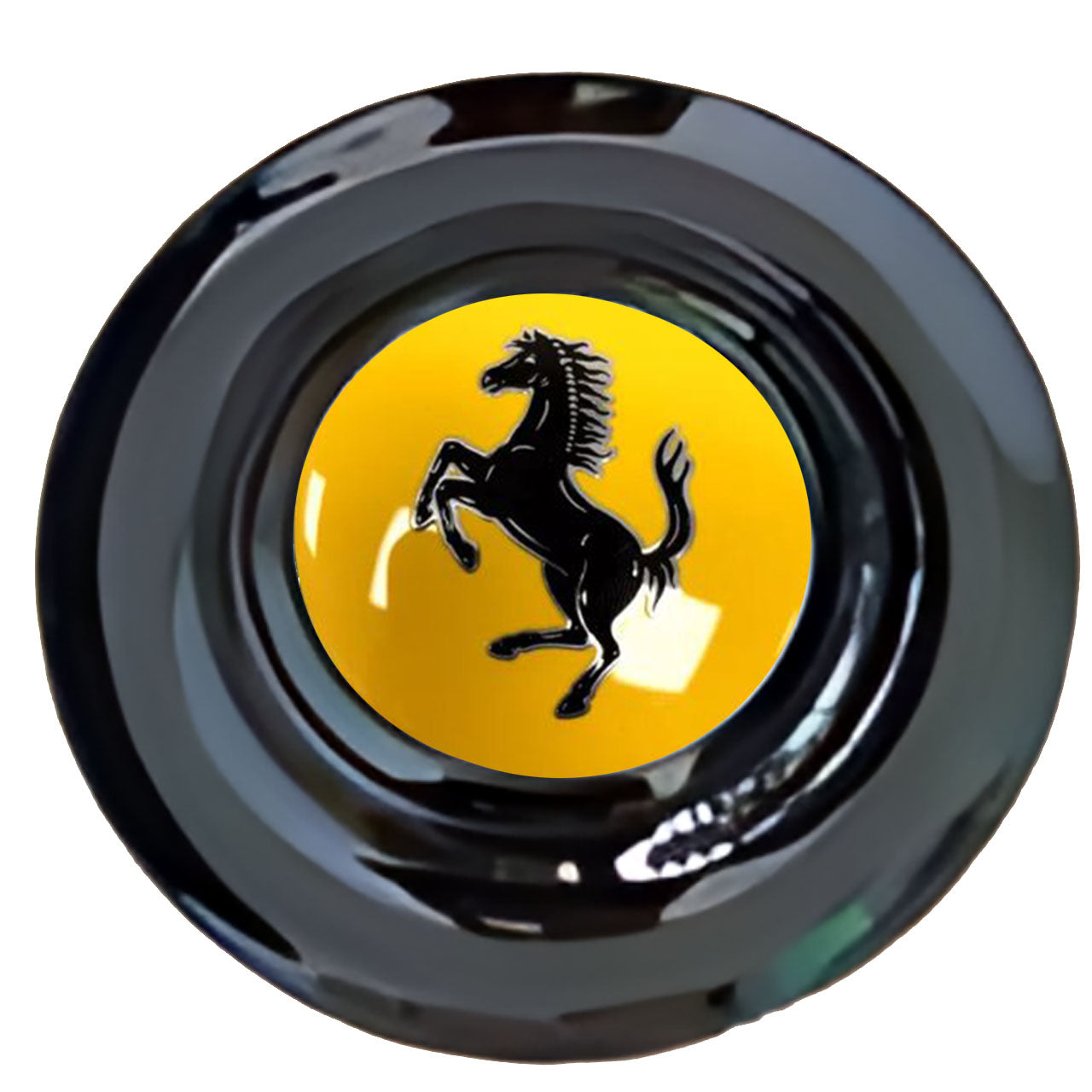 Ferrari Red & Yellow Floating Center Caps Gloss Matt Black