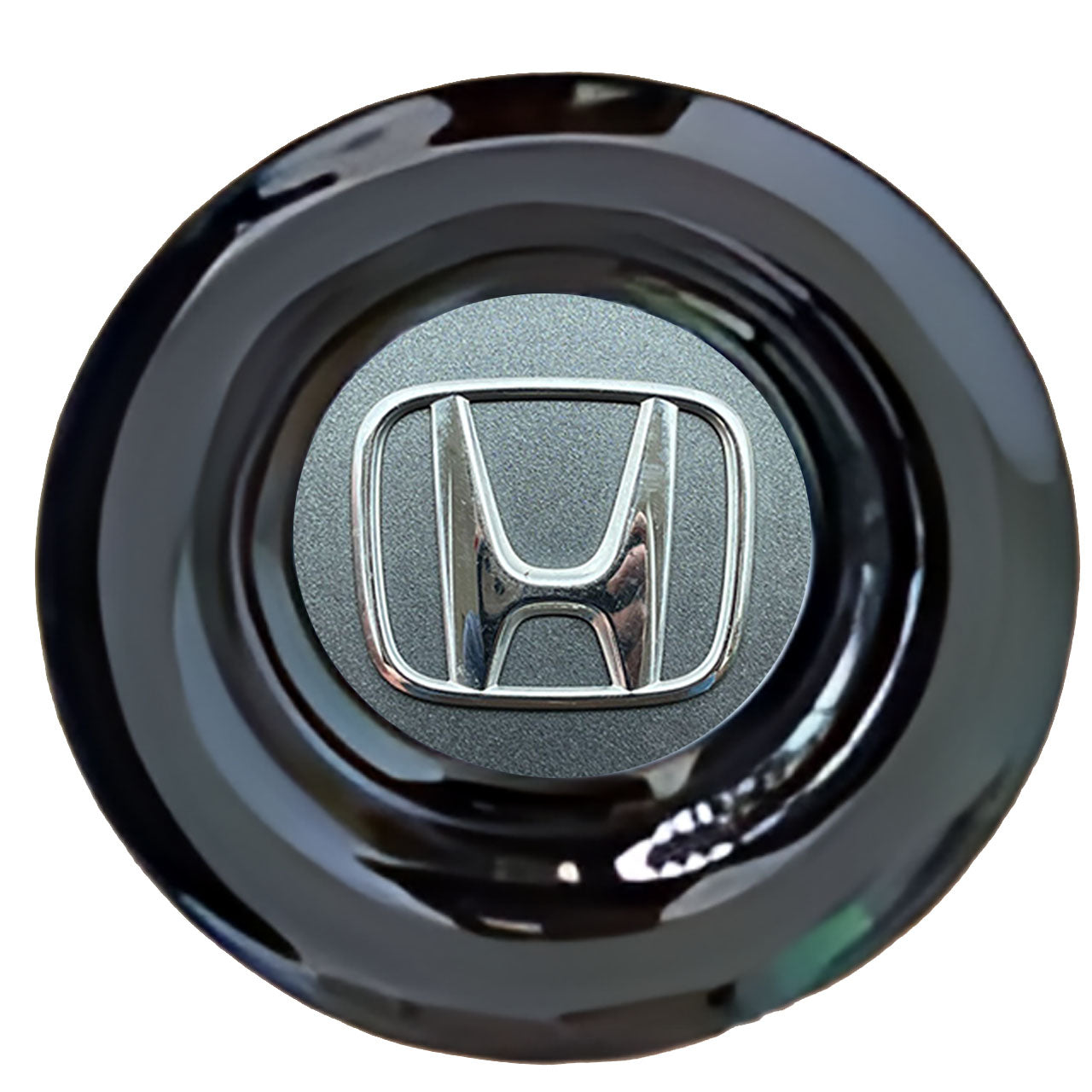 Honda Gray Floating Center Caps Gloss Matt Black