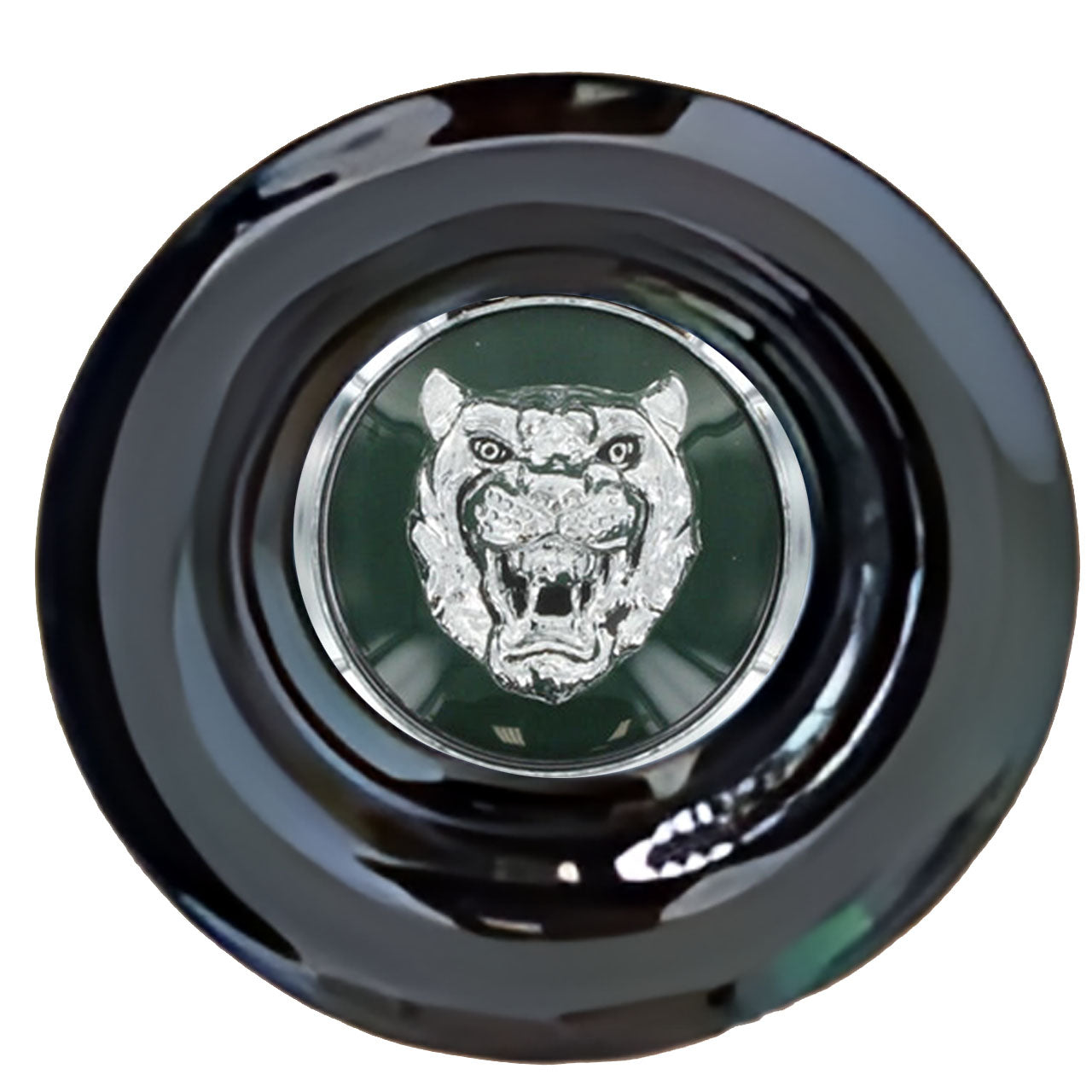 Jaguar Green Floating Center Caps Gloss Matt Black