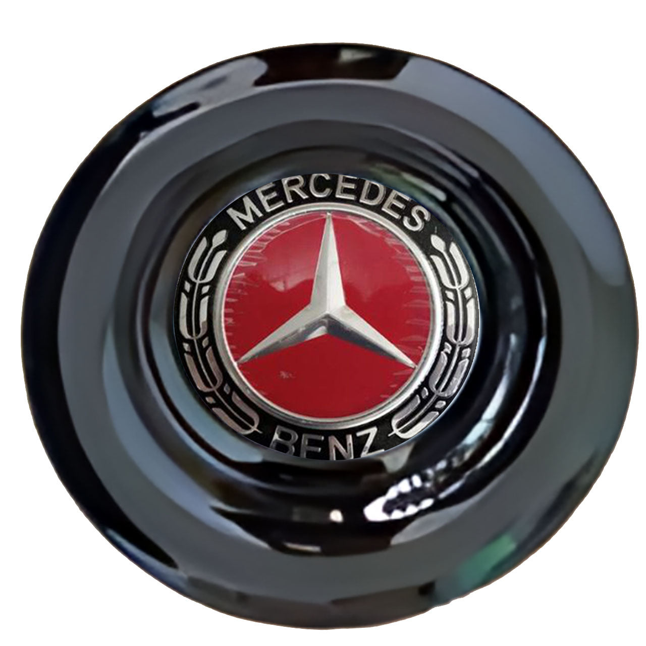Mercedes Benz Red Alloy Floating Center Caps Gloss Matt Black
