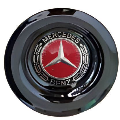 Mercedes Benz Red Alloy Floating Center Caps Gloss Matt Black