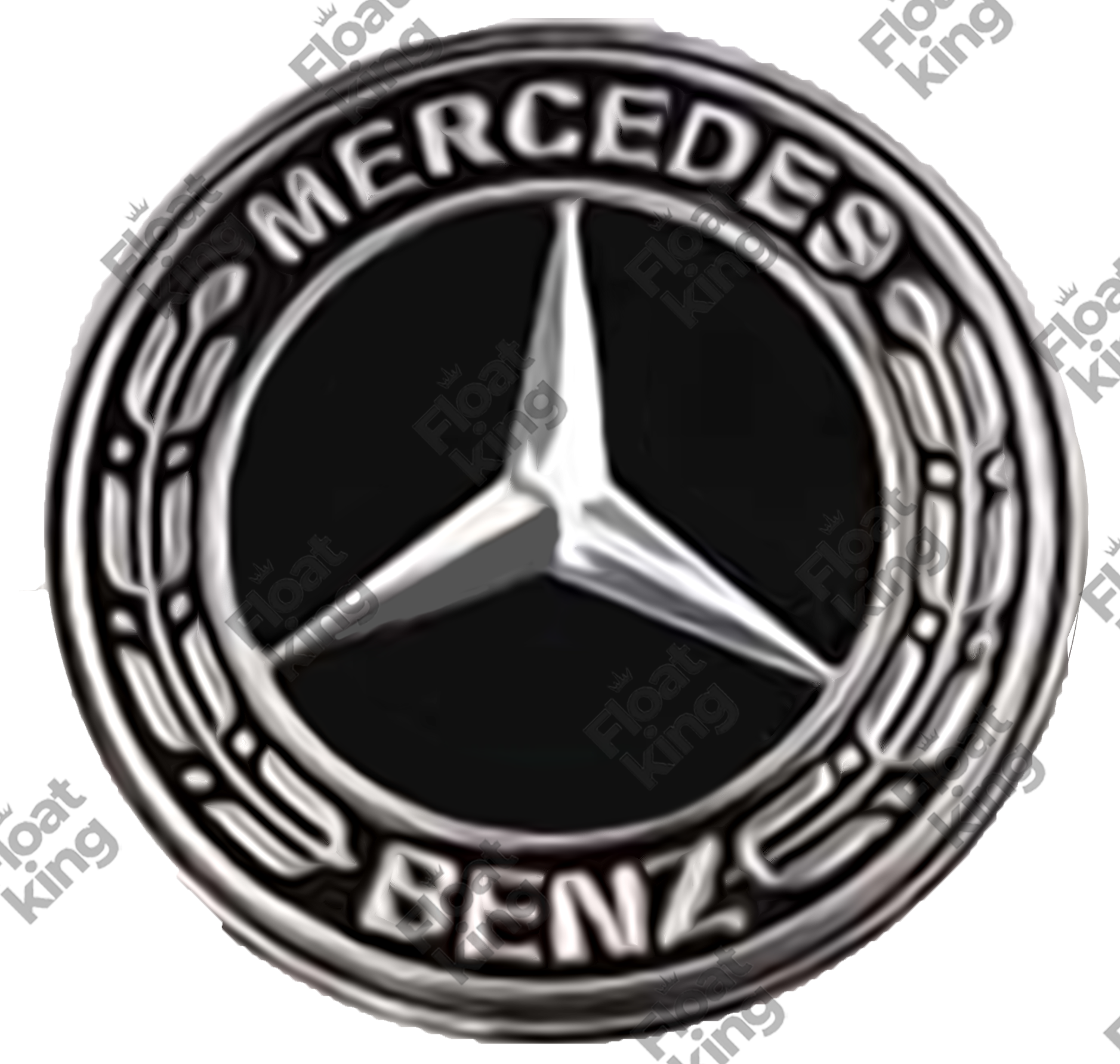 Mercedes Benz 2 Floating Center Caps - 1 Cap with Brand Name