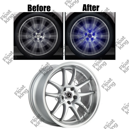 Mercedes Benz Floating Center Caps - 74.5mm - Cap on rims Before and After