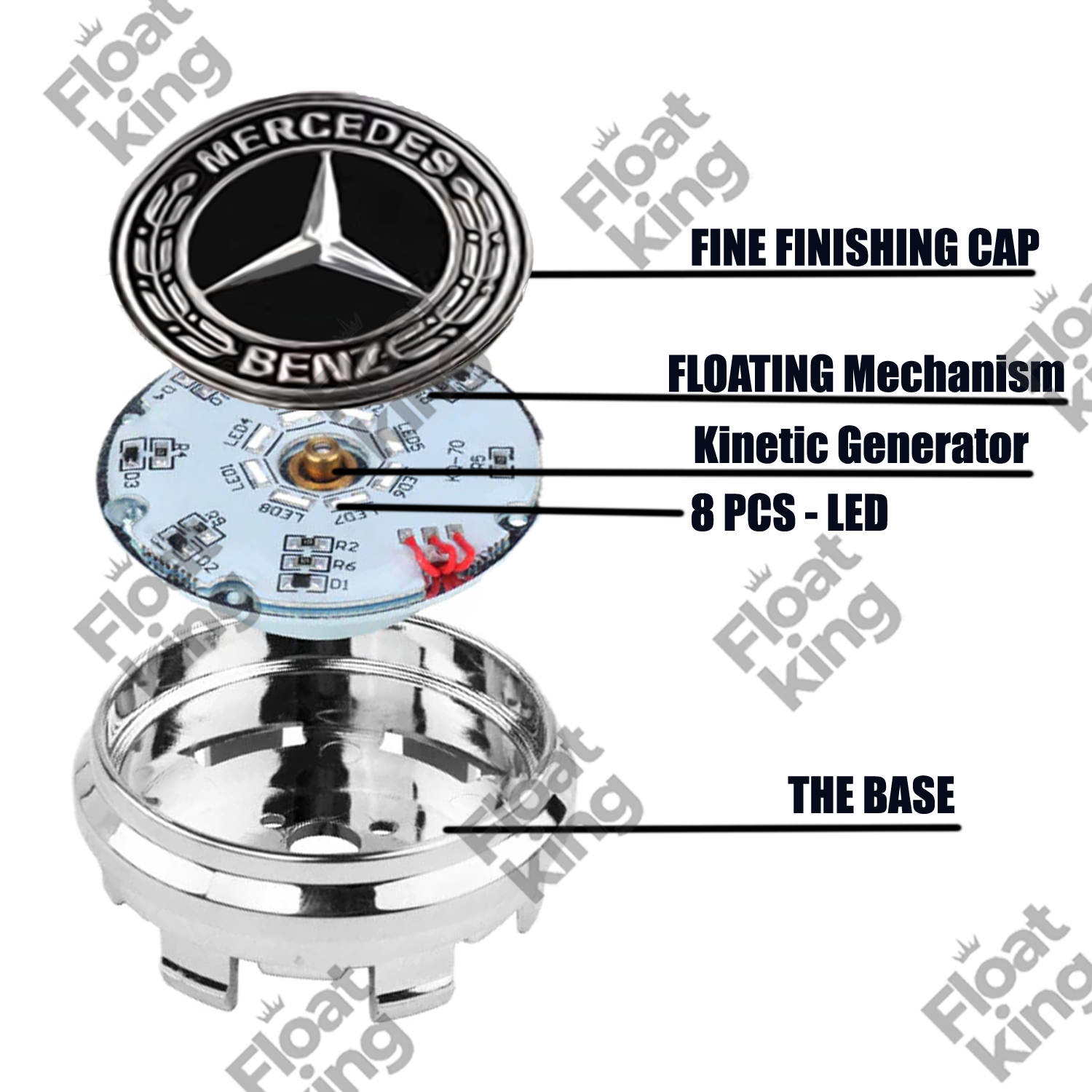 Mercedes Benz Floating Center Caps - 74.5mm - Instruction