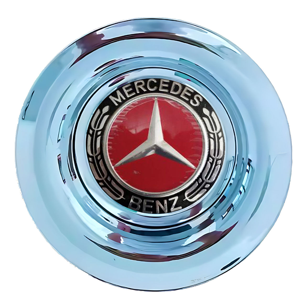 Mercedes Benz Red Alloy Floating Center Caps Polished