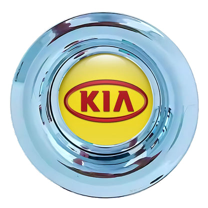 KIA Yellow Fill Red Oval Floating Center Caps Polished