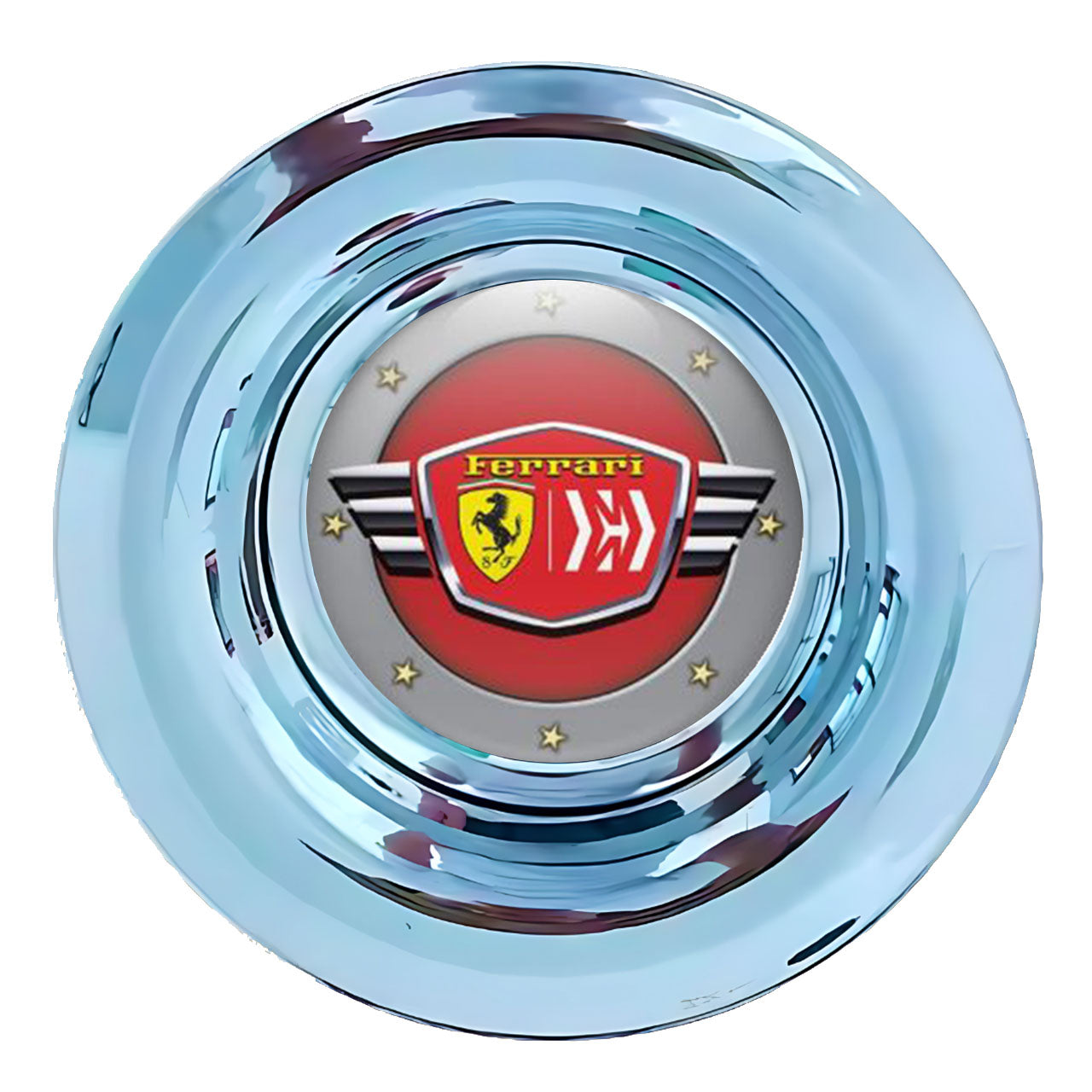 Ferrari Red & Yellow Floating Center Caps Polished