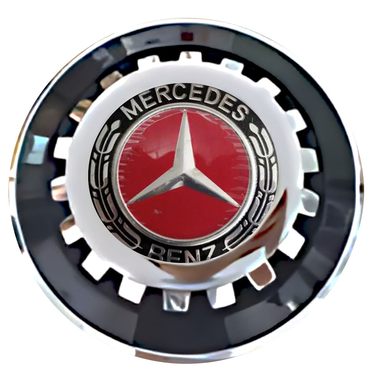 Mercedes Benz Red Alloy Floating Center Caps Black With Gear Shape Center
