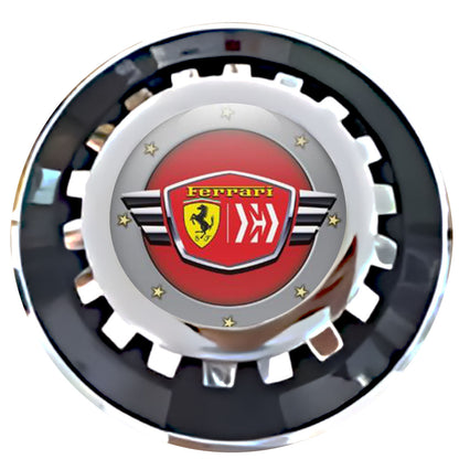 Ferrari Red & Yellow Floating Center Caps Black With Gear Shape Center
