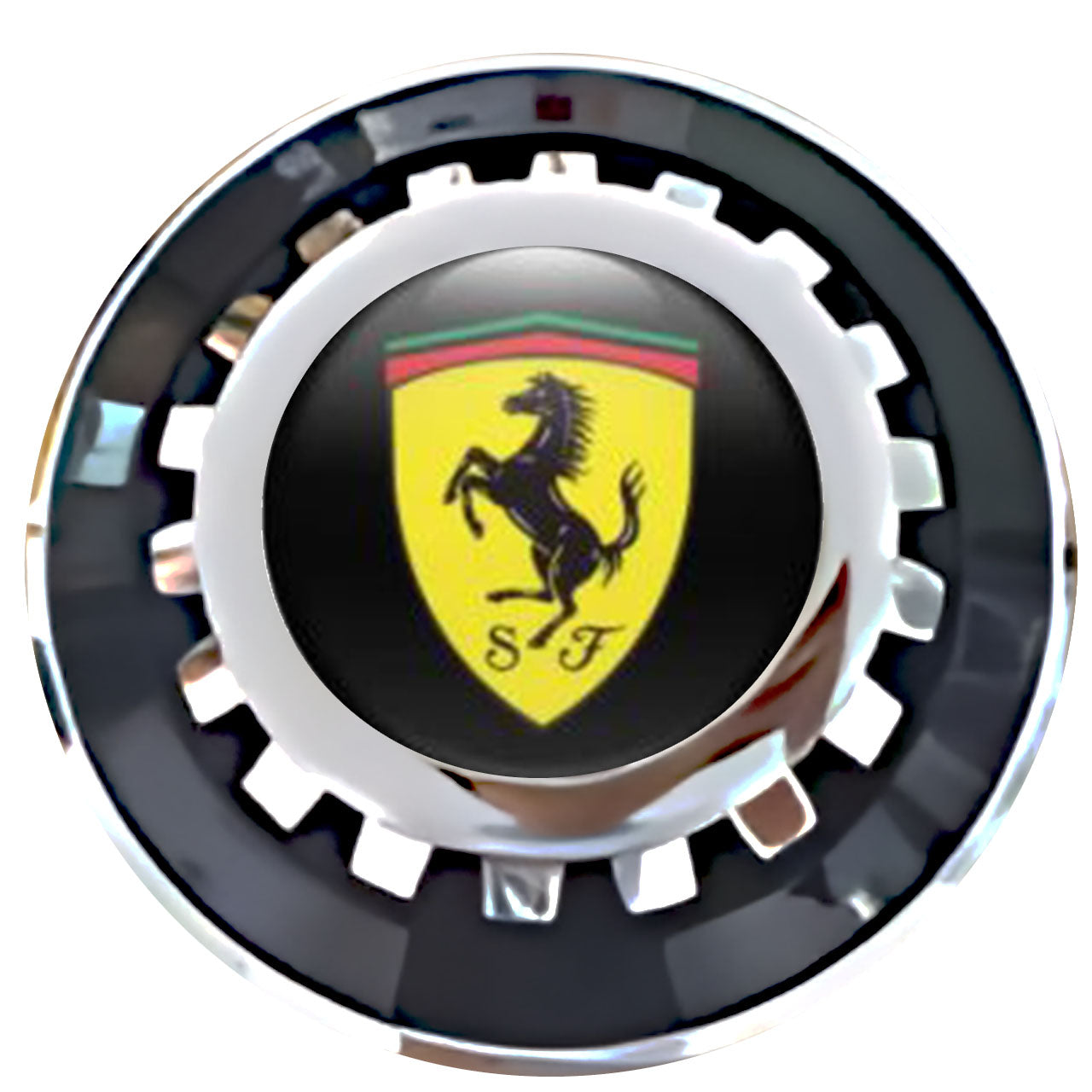 Ferrari Floating Center Caps Black With Gear Shape Center