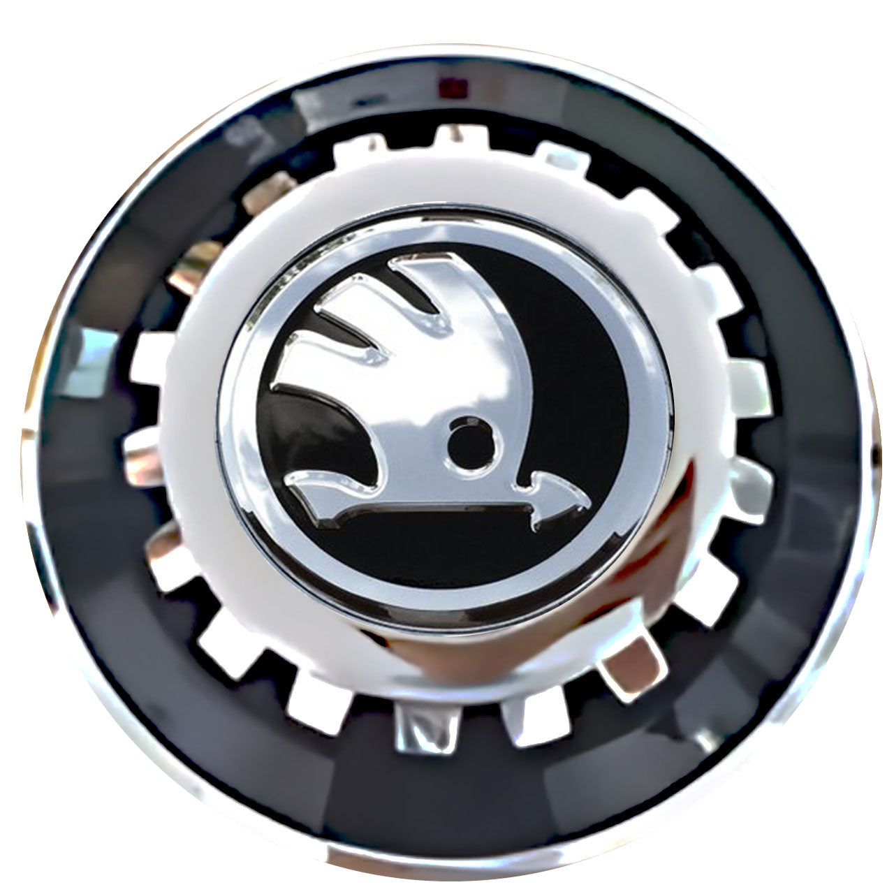 Skoda Floating Center Caps Black With Gear Shape Center