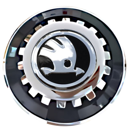 Skoda Floating Center Caps Black With Gear Shape Center