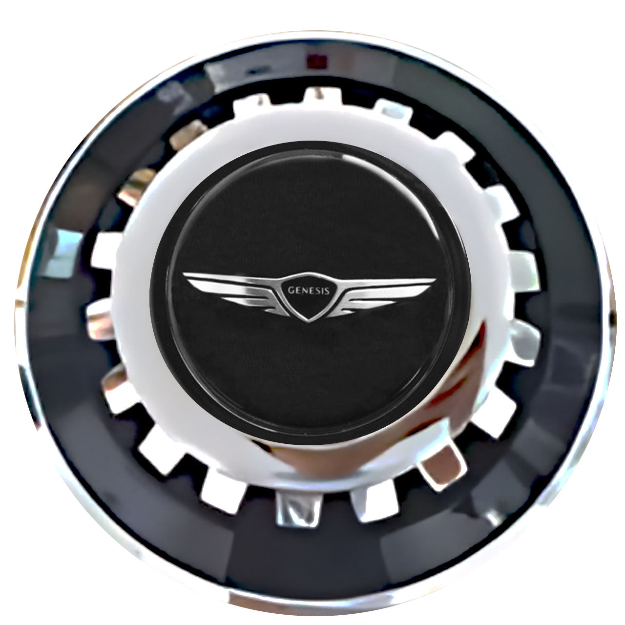 Genesis Floating Center Caps Black With Gear Shape Center