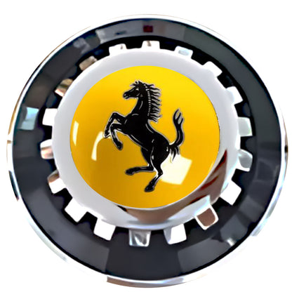 Ferrari Red & Yellow Floating Center Caps Black With Gear Shape Center