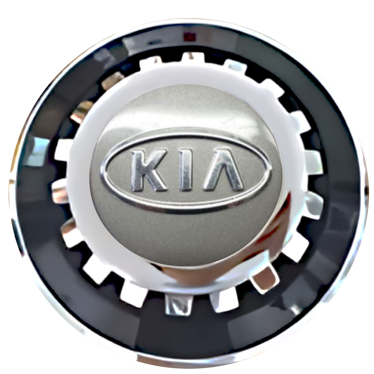 KIA Silver Floating Center Caps Black With Gear Shape Center