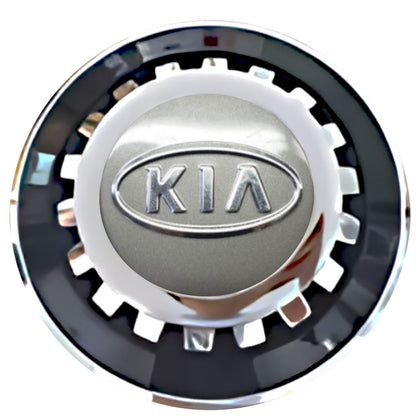 KIA Silver Floating Center Caps Black With Gear Shape Center