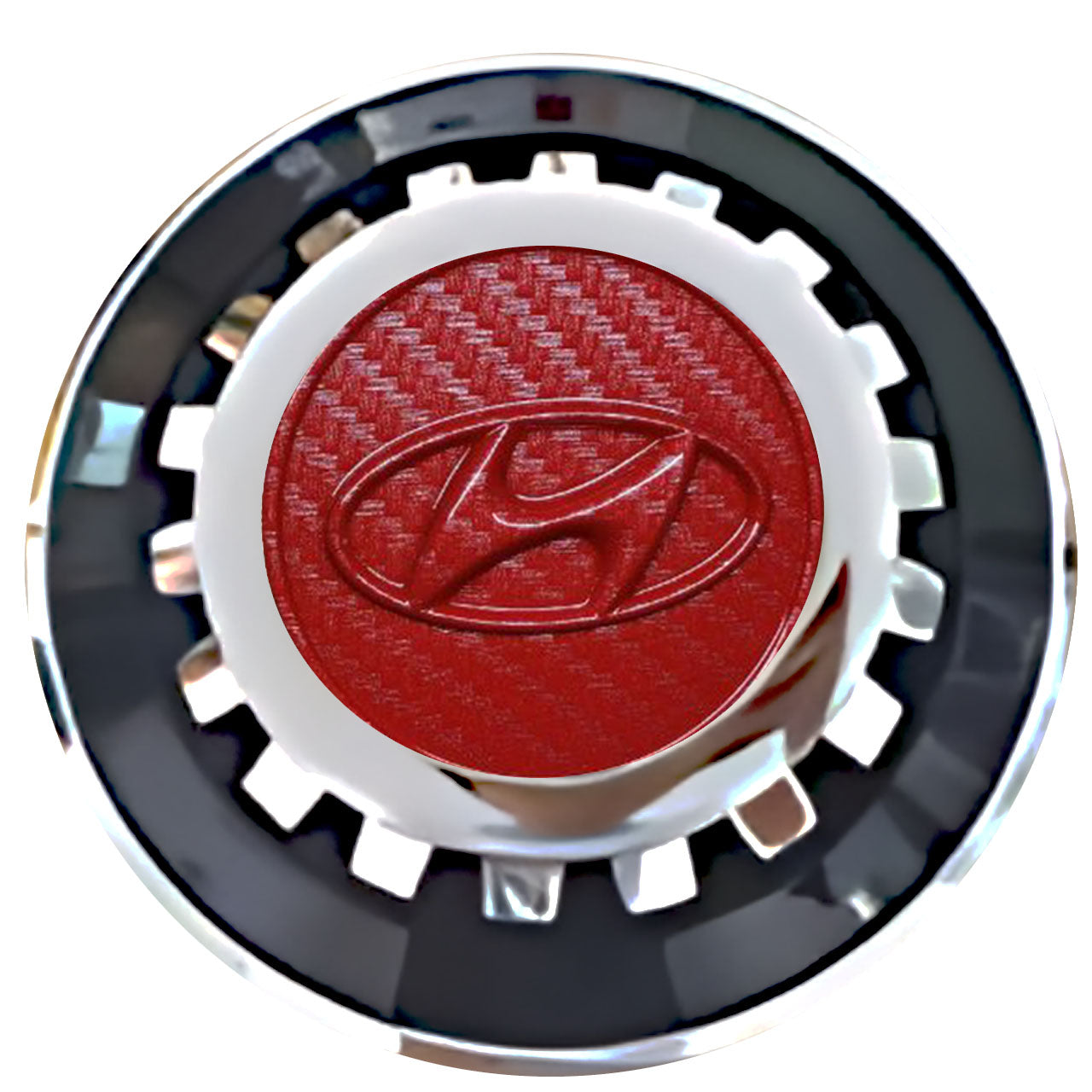 Hyundai Red Carbon Floating Center Caps Black With Gear Shape Center