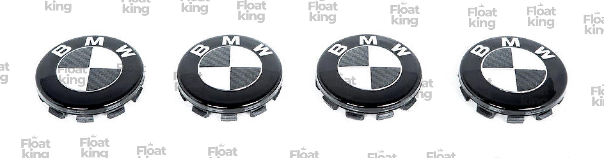 BMW Carbon Fiber Floating Center Caps – 68mm & 56mm - 4 Caps in a line