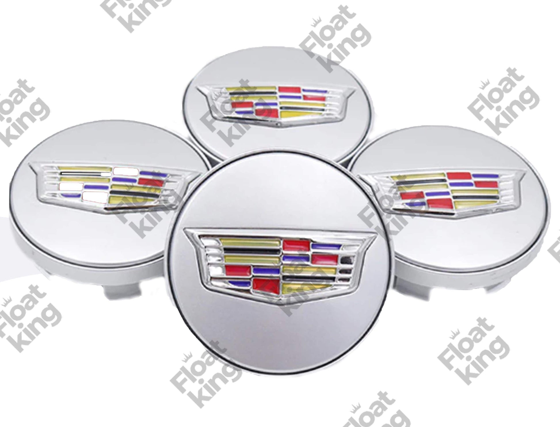 Cadillac Floating Center Caps - 4 White Caps