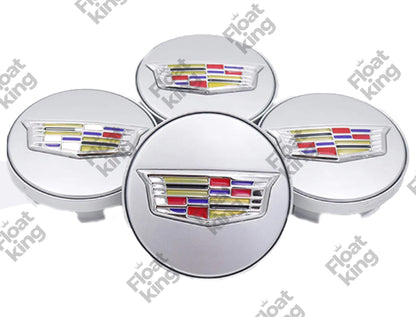 Cadillac Floating Center Caps - 4 White Caps