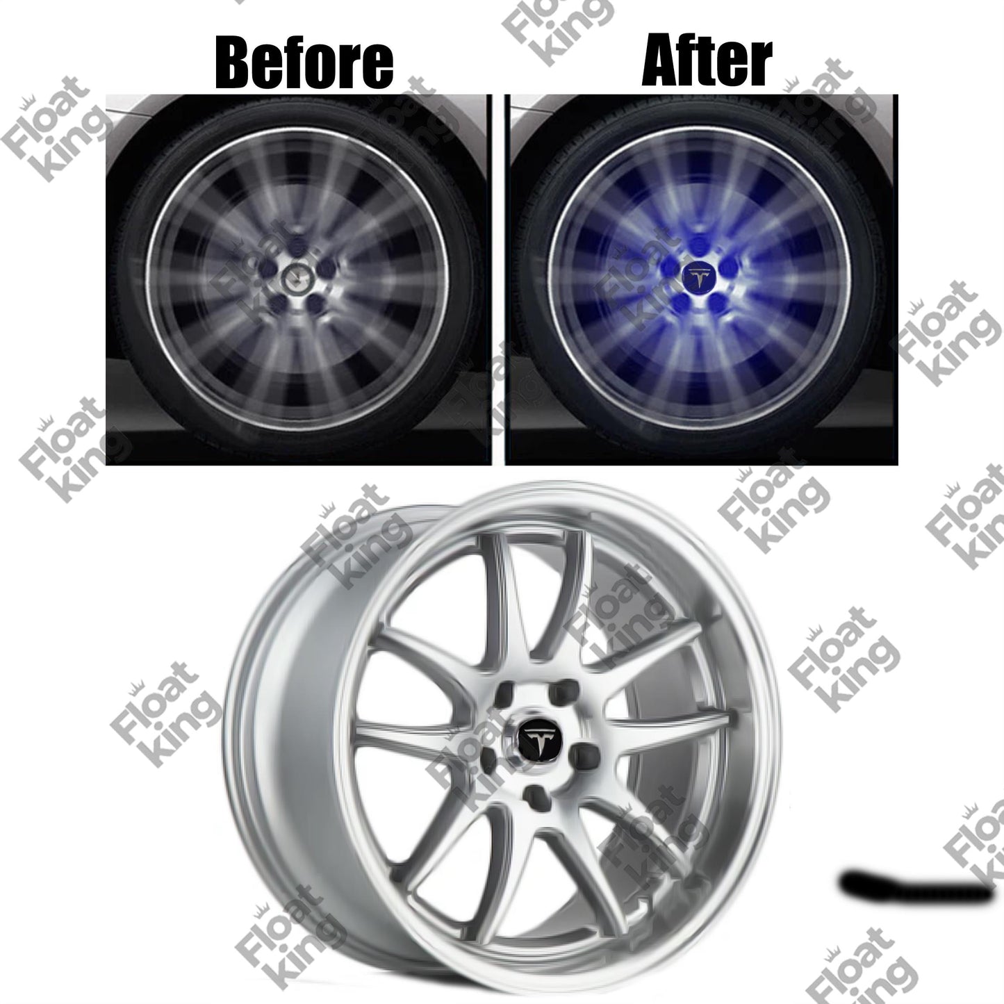 Tesla Model 3 Floating Center Caps - How it looks in Rims